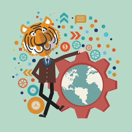 Tiger businessman concept design,vectorのイラスト素材