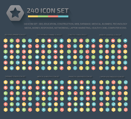 240 Big icon set,Business,Construction,Website,Database,Network,Healthy care icons,clean vectorのイラスト素材
