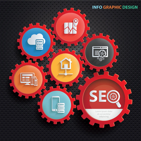 SEO development info graphics concept design,clean vectorのイラスト素材