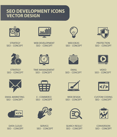 Search engine optimisation SEO vector icon setのイラスト素材