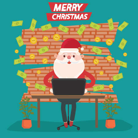 Santa claus and money concept vector designのイラスト素材