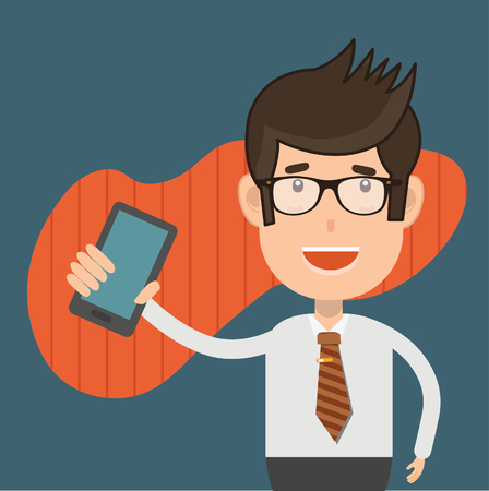 Mobile phone businessman vector concept designのイラスト素材