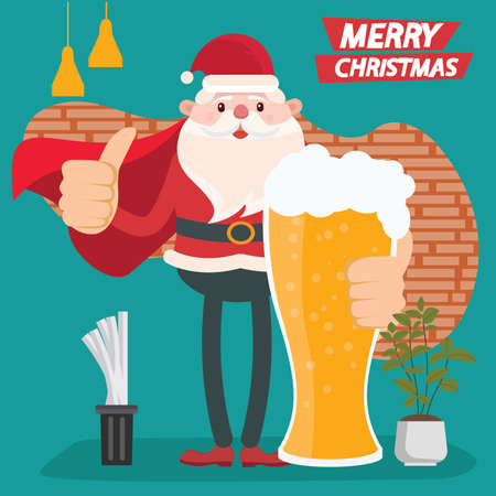 Merry christmas and Santa claus vector concept designのイラスト素材