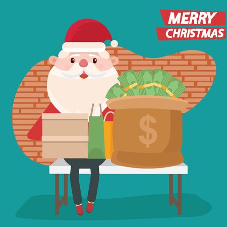 Santa clause and merry christmas content vector designのイラスト素材