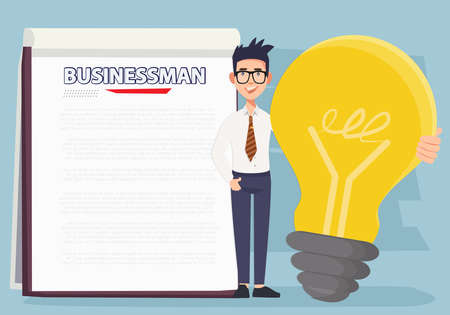 Businessman character and black paper vector designのイラスト素材