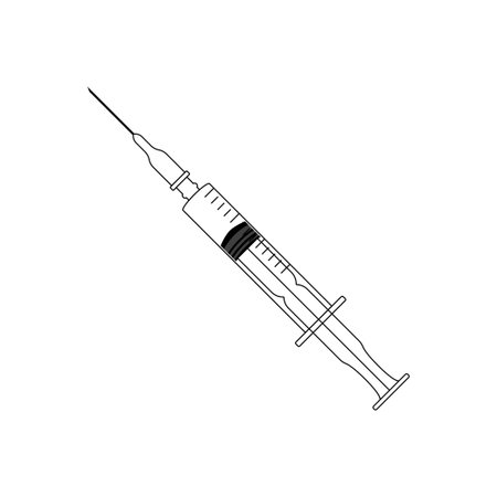 syringe vector  outline  isolated on white backgroundのイラスト素材