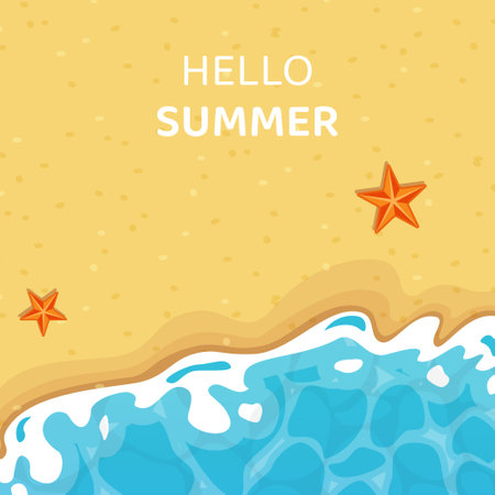 Vector summer beach, Hello summer background.のイラスト素材
