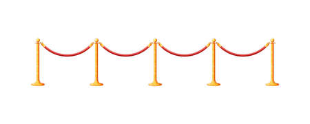 Golden rope barrier vector on white backgroundのイラスト素材