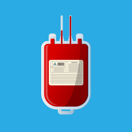 A blood bag with type A blood vector isolated.のイラスト素材