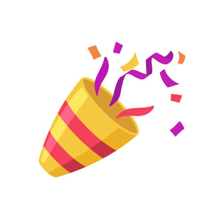 Exploding party poppers with confetti vectorのイラスト素材