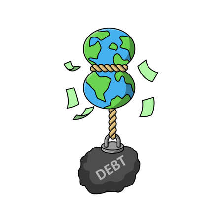illustration of the world in debt isolated on white backgrooundのイラスト素材