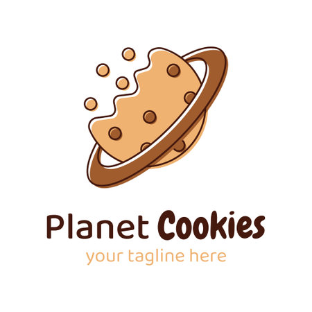 planet cookie logo. cute logo design. vector logo isolated on white background.のイラスト素材
