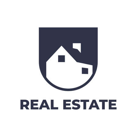 Real estate logo simple. Negative space design trends.のイラスト素材