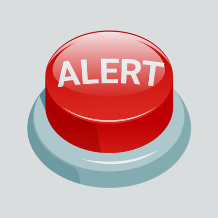red alert button vector isolated on white background.