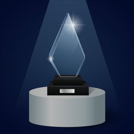 Glass trophy award. Winner glass trophy.のイラスト素材