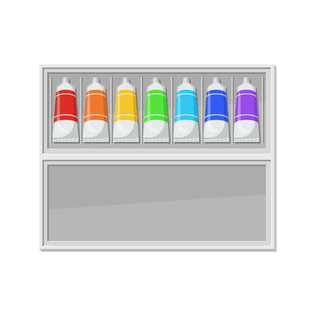 paints tubes in box vector isolated on white backgroundのイラスト素材