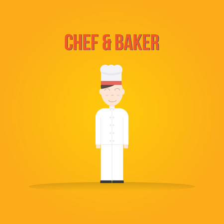 Chef and Baker Career vector on orange backgroundのイラスト素材
