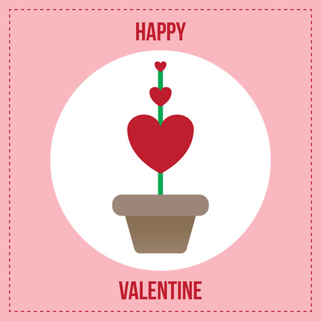 Red heart plant in flowerpot for valentine's dayのイラスト素材