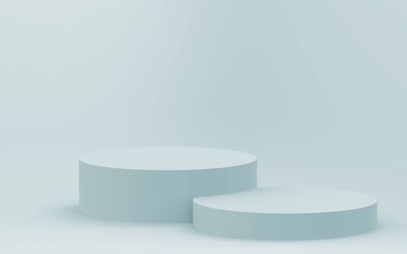 3d gray white bright cylinder podium minimal studio background. Abstract 3d geometric shape object illustration render.の写真素材