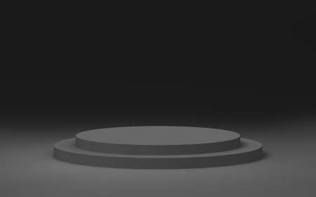 3d gray black cylinder podium minimal studio background. Abstract 3d geometric shape object illustration render. For business product presentation.の写真素材