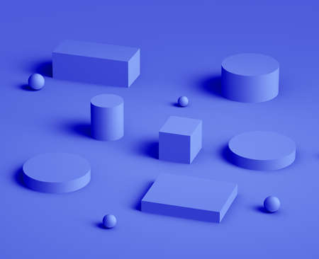 3d royal blue and purple platform minimal studio background. Abstract 3d geometric shape object illustration render.  Display for cosmetics and beauty fashion product.の写真素材