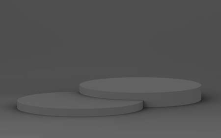 3d gray black cylinder podium minimal studio background. Abstract 3d geometric shape object illustration render. For business product presentation.の写真素材