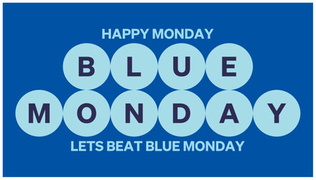 BLUE MONDAY Background. Blue and white colors. Vector illustration.. Simple blue text design element for the campaign against blue Monday. Monday morning motivationのイラスト素材