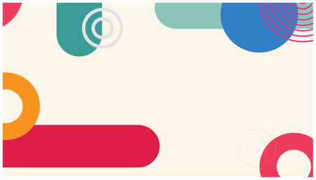 Abstract background with geometric shapes. Colored circles, rectangles and lines in retro style. Vector illustration in flat design style. Can be used for advertising, presentationのイラスト素材