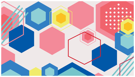 Abstract colorful geometric background with hexagons and dots. Colorful vector illustration for your...