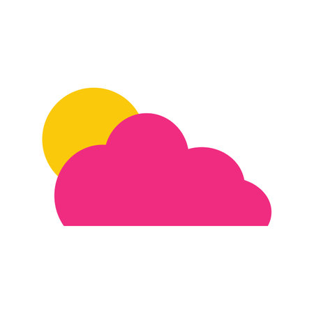 Sun and cloud icon. Weather symbol. Meteorology sign. Flat color design. Vector illustration. Graph symbol for travel and tourism web site and apps design, logo, app, UIのイラスト素材