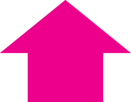 Arrow up sign. Vector. Pink icon on white background. Isolated. home icon look like arrow u icon. design elements of technology, computer, internet, website. Graphic resourcesのイラスト素材