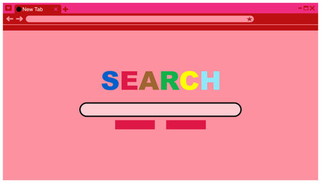 Search engine optimization concept. Vector illustration of web browser window with search button. design elements of technology, computer, internet, website. Graphic resourcesのイラスト素材