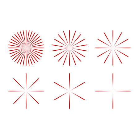 Starburst, sunburst icon set. Radial, radiating, converging lines. snowflakes symbol icon set collections. Design element of winter, snowflakesのイラスト素材
