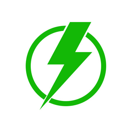 Lightning icon. Green energy sign. Flat design style eps 10. Bright colored simple icon illustration. Electrical symbol graphic design elementのイラスト素材