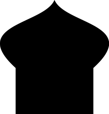 Vector illustration of a black silhouette of a mosque. Illustration of a prayer room icon, simple mosque. Graphic design elements with a religious theme. Islamic ornamentのイラスト素材