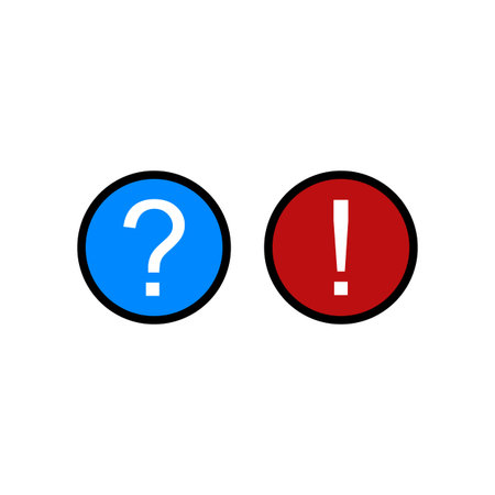 Question mark and exclamation mark vector illustration. Abstract illustration of simple icon in flat style. Graphic design template elements with a sign of warning themeのイラスト素材