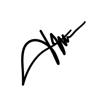 illustration of a signature written in hand and black ink. Design elements of handwriting illustrations for various needsのイラスト素材