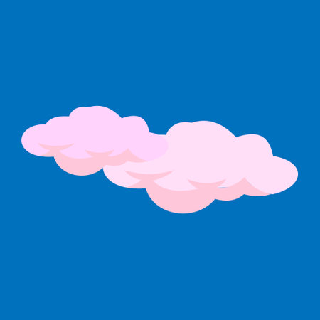 Cartoon pink clouds isolated on blue background. element design illustration of clouds.のイラスト素材