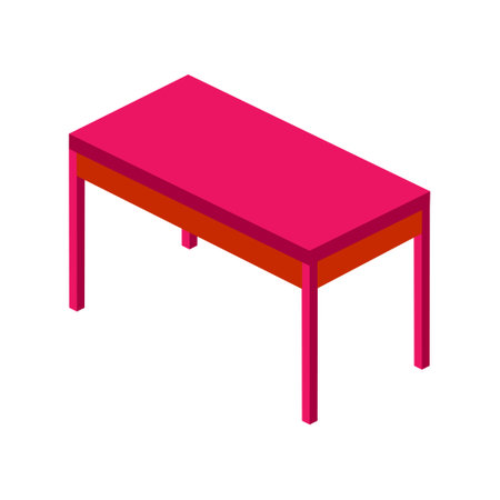 Table isometric 3d icon on a white background for web design. Illustration element design of a pink table with 3d isometric styleのイラスト素材
