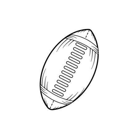 American football ball isolated on white background. American football ball  illustration in sketch style. Illustration of football sports elementsのイラスト素材