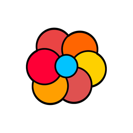 Flower icon in flat style isolated on white background. cute flower decorative icon illustration design graphic flat style red color. Floral illustration element designのイラスト素材