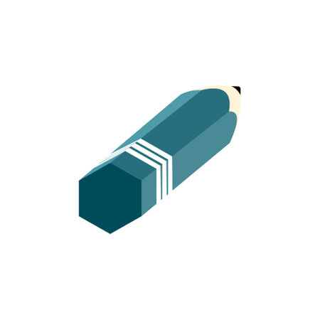 Pencil icon in flat color style. School office supply stationery. Pencil icon in 3d isometric style on a white background. element design stationery.のイラスト素材