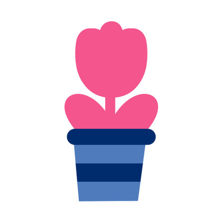 Flower in pot flat icon. Illustration on white background. Abstract illustration of simple icon in flat style. Graphic design template elements with a natural themeのイラスト素材