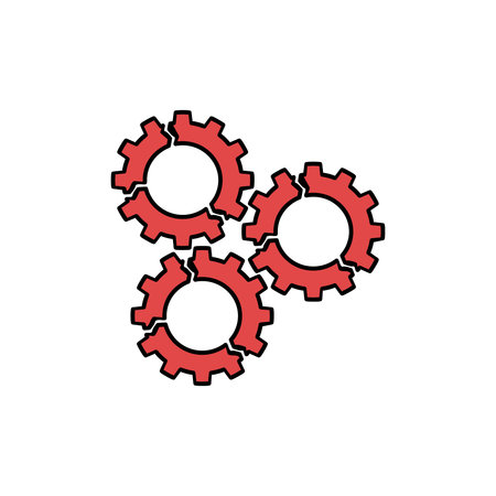 Gear machinery piece icon illustration graphic design in black and red colors. Design elements...