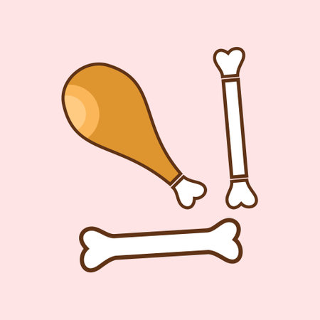 Chicken drumstick and bone icon. Delicious fried chicken thigh, drumstick chicken. Food illustration element designのイラスト素材