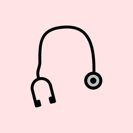 Illustration of a stethoscope on a pink background, symbolizing health, medical examinations, and patient care in the medical world.のイラスト素材