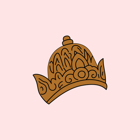 Vector illustration of a traditional golden crown with intricate patterns, elegant royal headpiece design for culture, heritage, and decorative art conceptsのイラスト素材