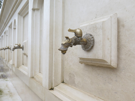 Beautiful sequence of taps. public fountainのeditorial素材