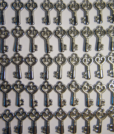 Keys on a white background, view from topの写真素材