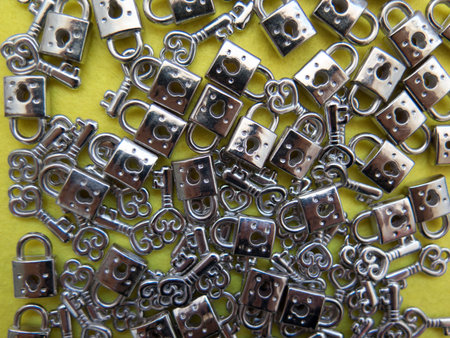 Yellow background on the questions and answers with keys and locks